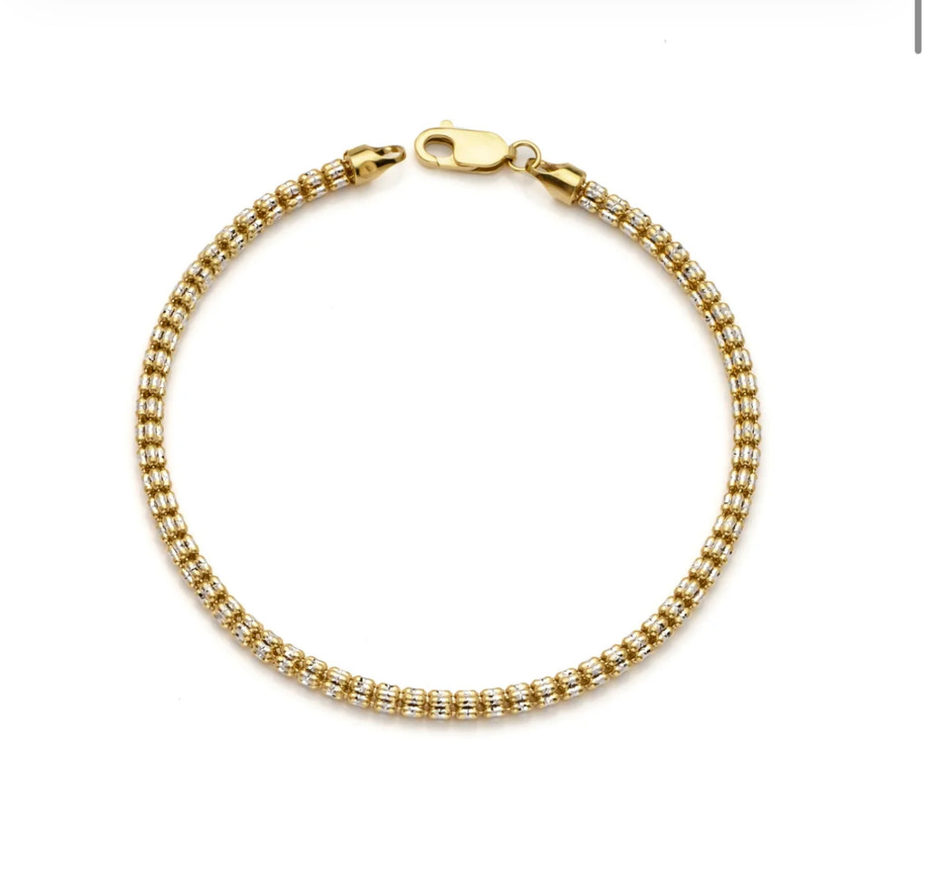 10k Gold Two-Tone Ice Chain Bracelet